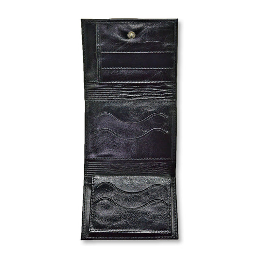 M959L-N Billetera cuero genuino,negro sólido