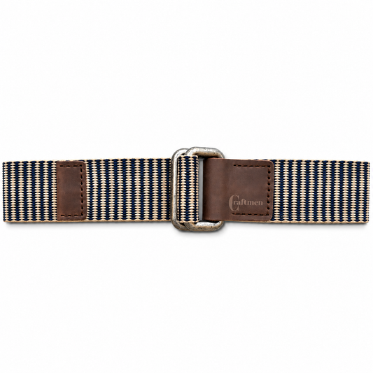 Cinturón Algodón-Cuero Original Azul-Beige Reata