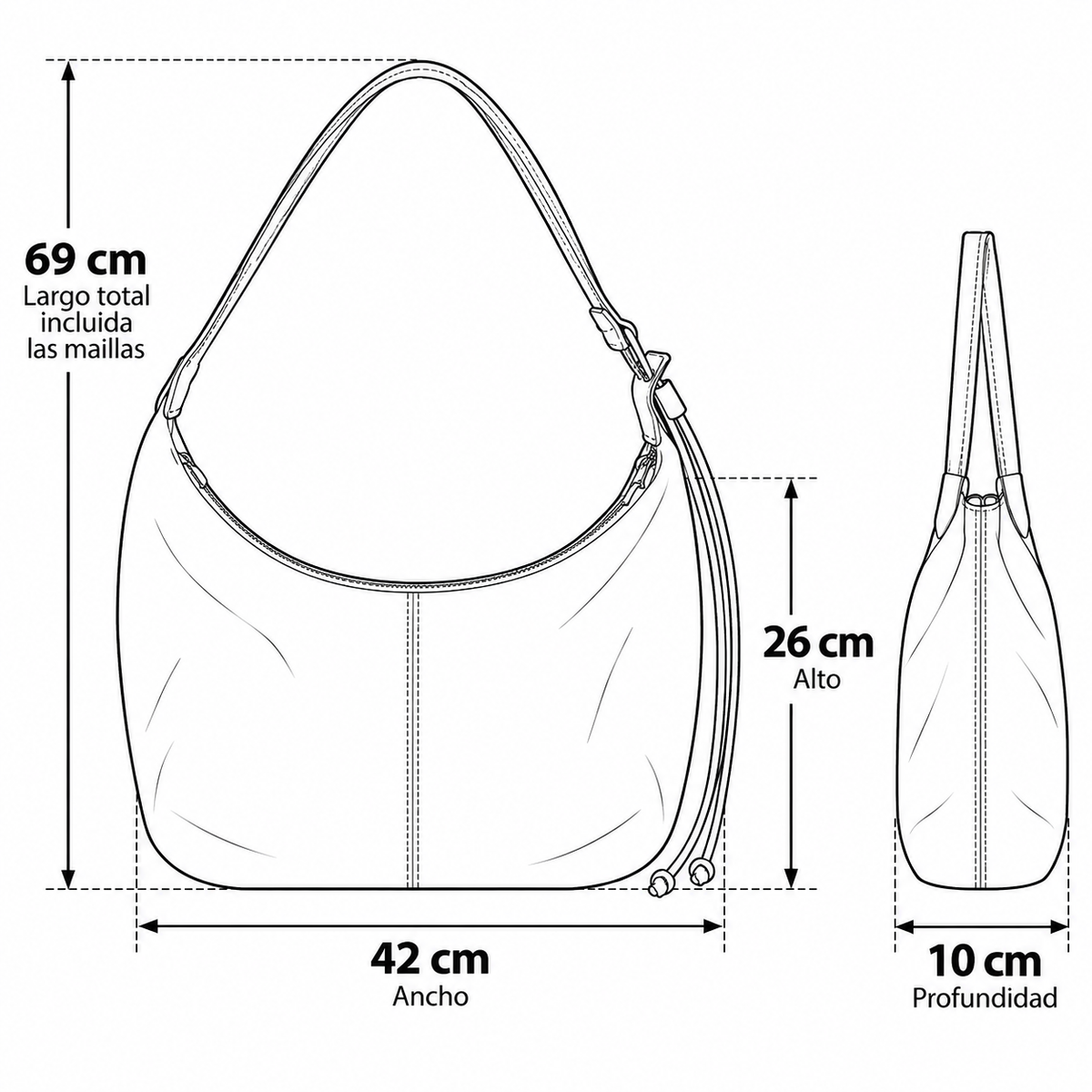 Cartera Hobo Medialuna Mujer Poligamuza Nicoletta Café