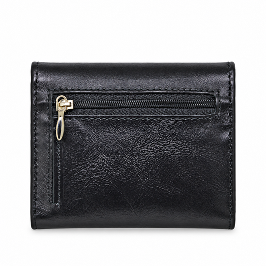 Billetera cuero genuino negro sólido