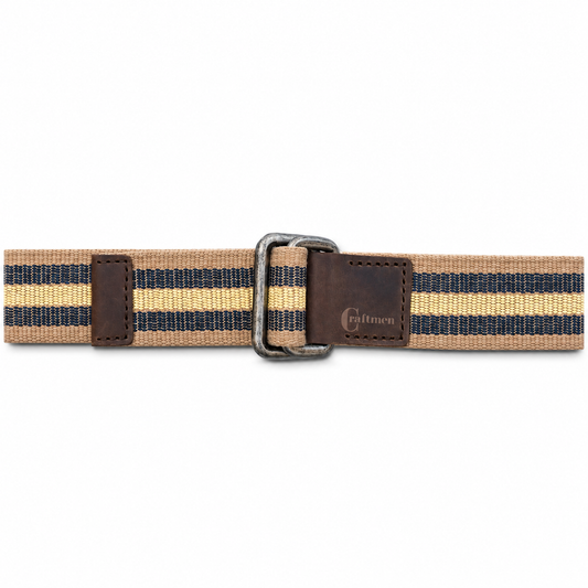 Cinturón Algodón-Cuero Original Beige-Azul Reata