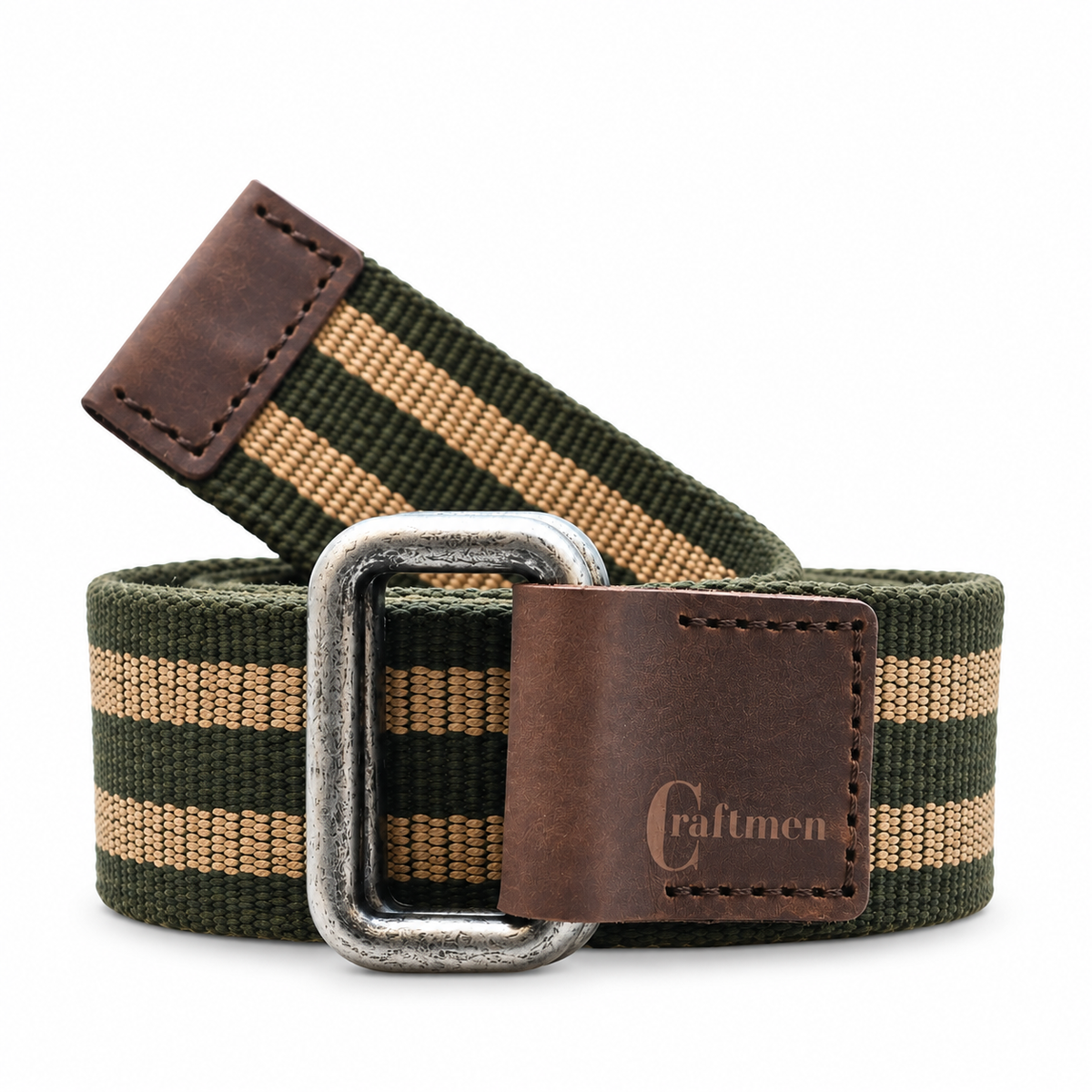 Cinturón Algodón-Cuero Original Verde-Beige Reata