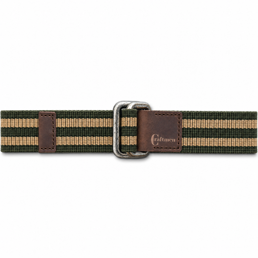 Cinturón Algodón-Cuero Original Verde-Beige Reata