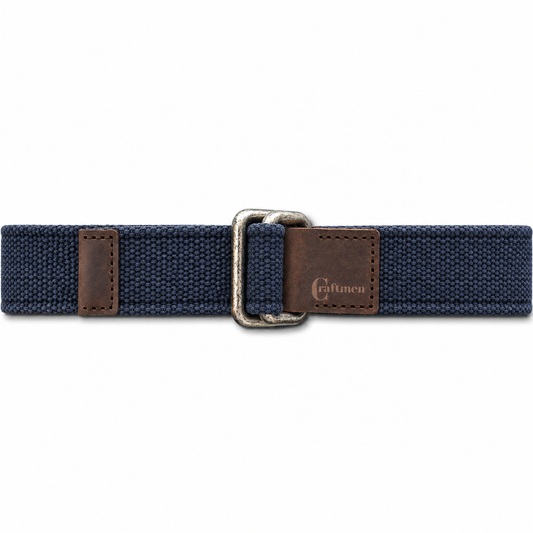 Cinturón Algodón-Cuero Original Azul Reata