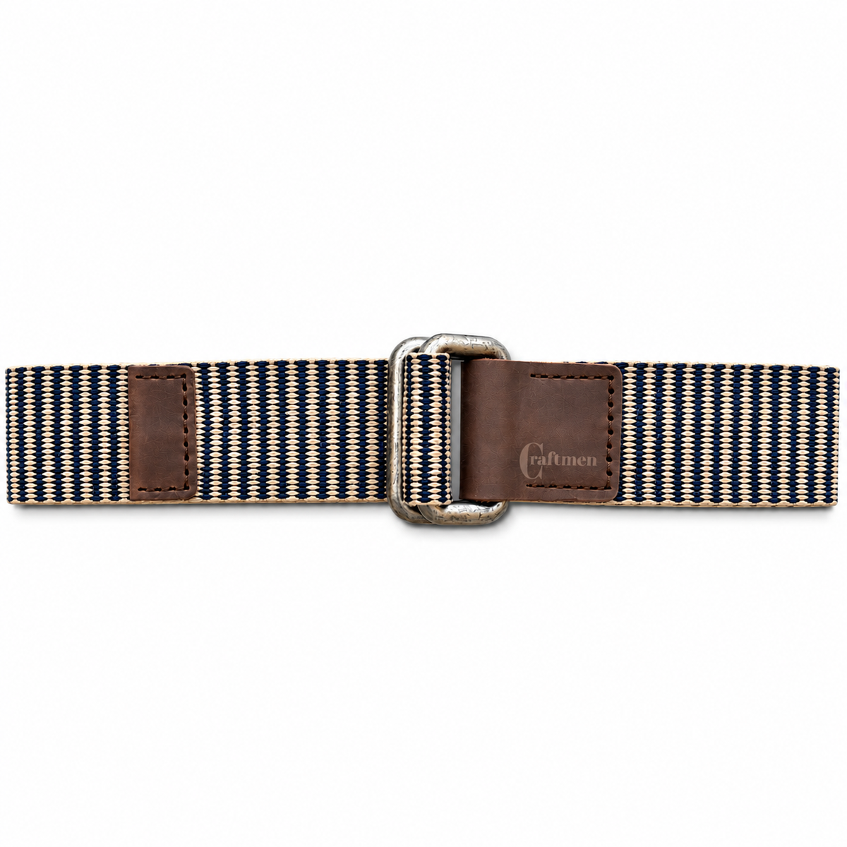 Cinturón Algodón-Cuero Original Azul-Beige Reata