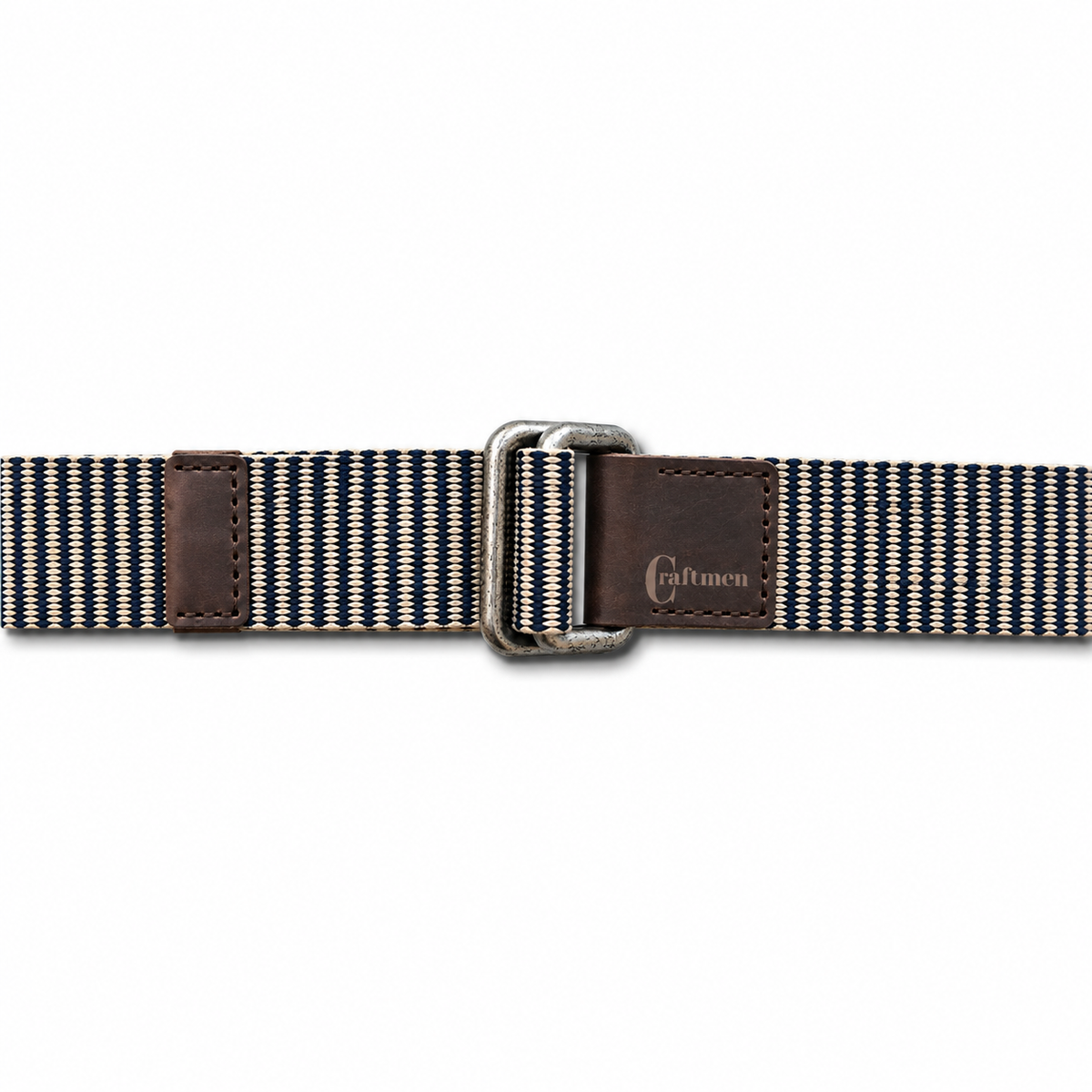 Cinturón Algodón-Cuero Original Beige-Azul Reata