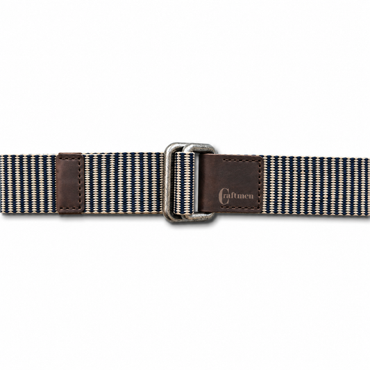 Cinturón Algodón-Cuero Original Beige-Azul Reata