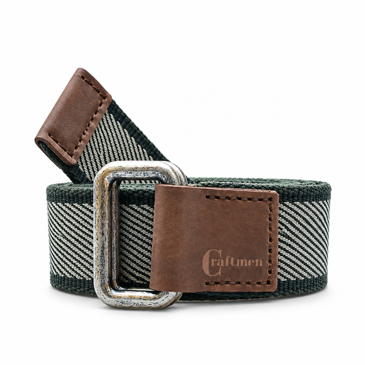 Cinturón Algodón-Cuero Original Verde-Blanco Reata